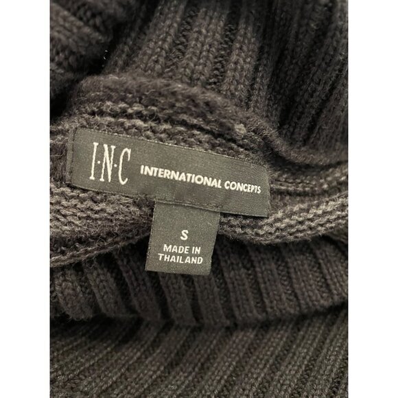INC International Concepts Black Gray Horizontal V Turtle Neck Sz S - Picture 5 of 9